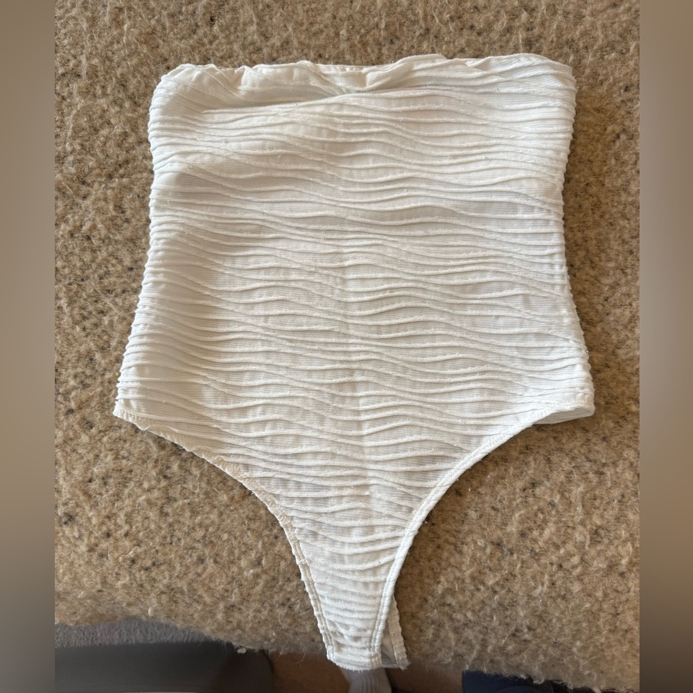 White Textured Bodysuit